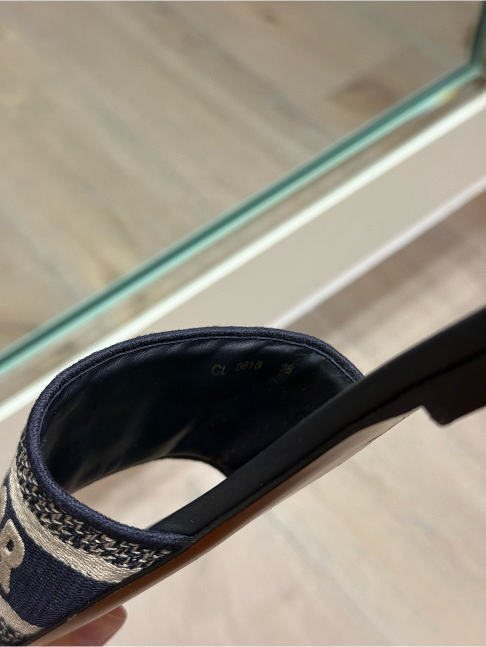 Dior Navy and Brown Logo Slide Sandals - Picture 5 of 5